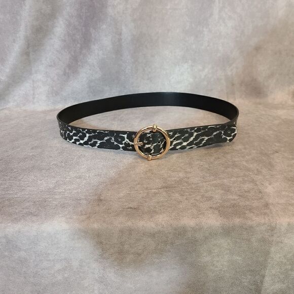 Steve Madden Black & White Animal Print Belt Size Large - Picture 3 of 5